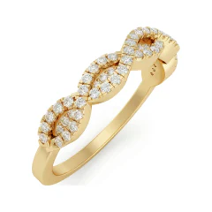 0.24 CTTW Twisted Rope Infinity Half Eternity Band in 10K Yellow Gold thumbnail 2
