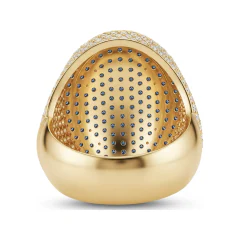 6.98 CTTW Mens Dome Signet Ring with Pave Round Stones in 10K Yellow Gold thumbnail 3