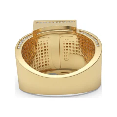 0.95 CTTW Mens Personalized Initial Letter Pave Ring in 10K Yellow Gold thumbnail 3