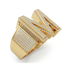 1.15 CTTW Pave Initial Ring | Personalized Letter Ring in 10K Yellow Gold thumbnail 2