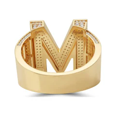 1.15 CTTW Pave Initial Ring | Personalized Letter Ring in 10K Yellow Gold thumbnail 3