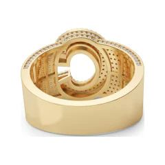 0.91 CTTW Mens Pave Diamond Horseshoe Wide Band Ring in 10K Yellow Gold thumbnail 3