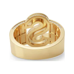 0.91 CTTW Initial S Micro-Pave Diamond Wide Band Ring in 10K Yellow Gold thumbnail 3