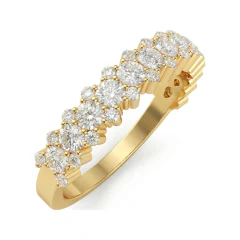 0.85 CTTW Shared-Prong Half Eternity Band - Round Stones in 10K Yellow Gold thumbnail 2