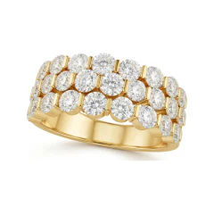 2.15 CTTW Multi-Row Shared-Prong Diamond Cluster Band in 10K Yellow Gold thumbnail 1