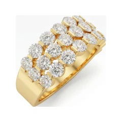 2.15 CTTW Multi-Row Shared-Prong Diamond Cluster Band in 10K Yellow Gold thumbnail 2