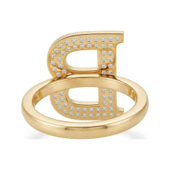 0.51 CTTW Personalized Initial Micro-Pave Diamond Ring in 10K Yellow Gold thumbnail 3