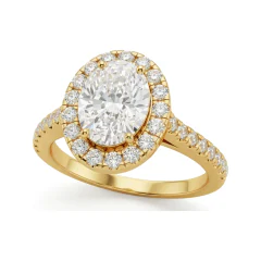 1.6 CTTW Oval Pave Halo Engagement Ring in 10K Yellow Gold thumbnail 1
