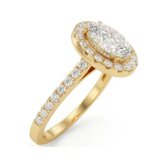 1.6 CTTW Oval Pave Halo Engagement Ring in 10K Yellow Gold thumbnail 2