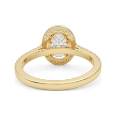 1.6 CTTW Oval Pave Halo Engagement Ring in 10K Yellow Gold thumbnail 3