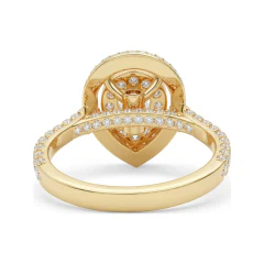 2.92 CTTW Pear Halo Micro-Pave Engagement Ring in 10K Yellow Gold thumbnail 3