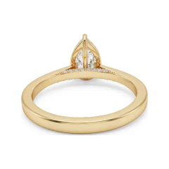1.09 CTTW Pear Cut Solitaire Engagement Ring with Pave Band in 10K Yellow Gold thumbnail 3