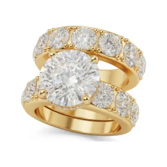 9.23 CTTW Pave Wide Band Diamond Bridal Set in 10K Yellow Gold thumbnail 1
