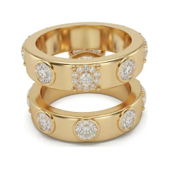 9.23 CTTW Pave Wide Band Diamond Bridal Set in 10K Yellow Gold thumbnail 3