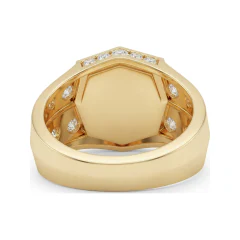 0.33 CTTW Diamond Cross Signet Ring for Men in 10K Yellow Gold thumbnail 3