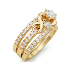 1.12 CTTW Infinity Bypass Bridal Set | Micro-Pave Round Engagement Ring in 10K Yellow Gold thumbnail 2