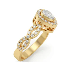 0.72 CTTW Pear Halo Engagement Ring with Infinity Shank in 10K Yellow Gold thumbnail 2