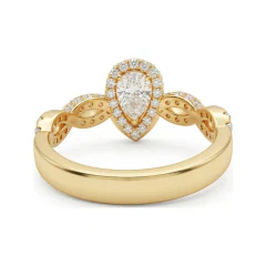 0.72 CTTW Pear Halo Engagement Ring with Infinity Shank in 10K Yellow Gold thumbnail 3