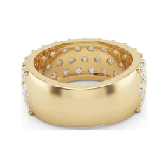 3.66 CTTW Multi-Row Pave Eternity Band, Wide Design in 10K Yellow Gold thumbnail 3