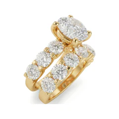 9 CTTW Accented Solitaire Multi-Row Bridal Set in 10K Yellow Gold thumbnail 2