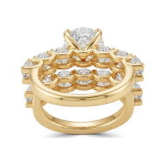 9 CTTW Accented Solitaire Multi-Row Bridal Set in 10K Yellow Gold thumbnail 3