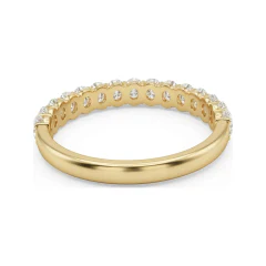 0.75 CTTW Oval Shared-Prong Half Eternity Wedding Band in 10K Yellow Gold thumbnail 3