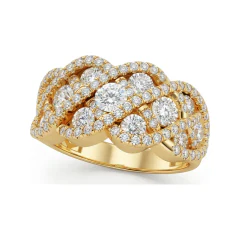 1.63 CTTW Domed Pave Cluster Cocktail Ring in 10K Yellow Gold thumbnail 1