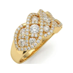 1.63 CTTW Domed Pave Cluster Cocktail Ring in 10K Yellow Gold thumbnail 2