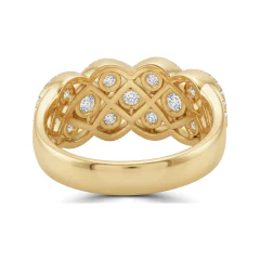 1.63 CTTW Domed Pave Cluster Cocktail Ring in 10K Yellow Gold thumbnail 3