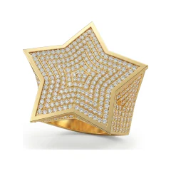 4.15 CTTW Star Cocktail Ring with Micro-Pave Rounds in 10K Yellow Gold thumbnail 1
