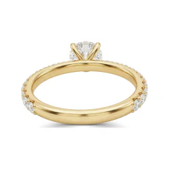 1.69 CTTW Round Solitaire Engagement Ring with Pave Half Eternity Band in 10K Yellow Gold thumbnail 3