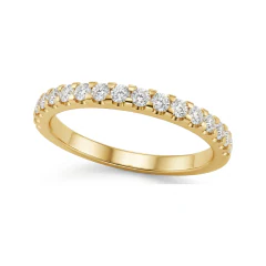0.37 CTTW Shared-Prong Half Eternity Wedding Band in 10K Yellow Gold thumbnail 1