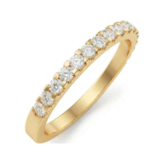 0.37 CTTW Shared-Prong Half Eternity Wedding Band in 10K Yellow Gold thumbnail 2