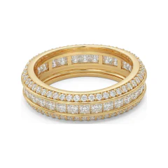 2.09 CTTW Multi-Row Princess Channel Half Eternity Band in 10K Yellow Gold thumbnail 3