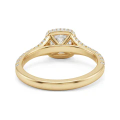1.61 CTTW Round Halo Cathedral Engagement Ring | Micro-Pave Ring in 10K Yellow Gold thumbnail 3