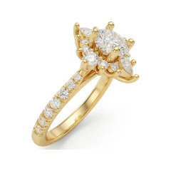 1.81 CTTW Starburst Marquise Halo Solitaire Engagement Ring in 10K Yellow Gold thumbnail 2