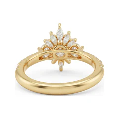 1.81 CTTW Starburst Marquise Halo Solitaire Engagement Ring in 10K Yellow Gold thumbnail 3