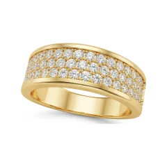 0.98 CTTW Multi-Row Pave Eternity Band | Wide Diamond Ring in 10K Yellow Gold thumbnail 1