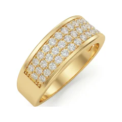 0.98 CTTW Multi-Row Pave Eternity Band | Wide Diamond Ring in 10K Yellow Gold thumbnail 2