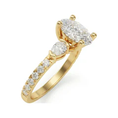 2.31 CTTW Initial Letter Ring with Micro-Pave Oval Accents in 10K Yellow Gold thumbnail 2