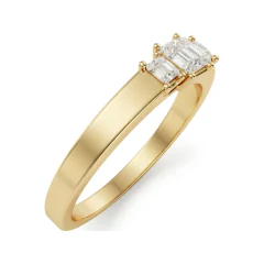0.6 CTTW Princess-Cut Three-Stone Engagement Ring in 10K Yellow Gold thumbnail 2