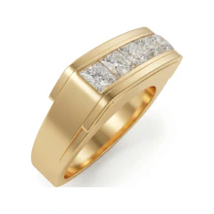 1.33 CTTW Mens Five-Stone Princess Channel Wedding Band | Wide in 10K Yellow Gold thumbnail 2