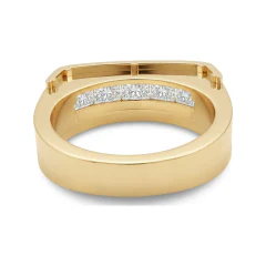 1.33 CTTW Mens Five-Stone Princess Channel Wedding Band | Wide in 10K Yellow Gold thumbnail 3