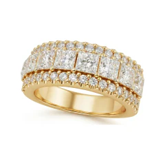 2.59 CTTW Princess-Cut Channel Wide Wedding Band in 10K Yellow Gold thumbnail 1