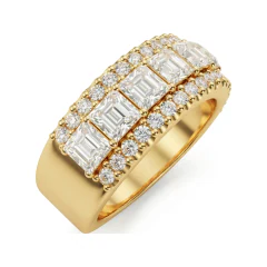 2.59 CTTW Princess-Cut Channel Wide Wedding Band in 10K Yellow Gold thumbnail 2