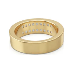 0.96 CTTW Mens Princess-Cut Channel Band | Two-Row Wide Diamond Ring in 10K Yellow Gold thumbnail 3