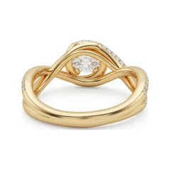1.23 CTTW Bypass Halo Engagement Ring with Pave Shank in 10K Yellow Gold thumbnail 3
