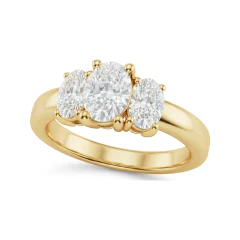 1.2 CTTW Oval Three-Stone Bridal Set in 10K Yellow Gold thumbnail 1