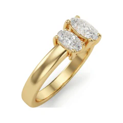 1.2 CTTW Oval Three-Stone Bridal Set in 10K Yellow Gold thumbnail 2