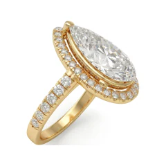 4.33 CTTW Pear-Shaped Halo Engagement Ring with Pave in 10K Yellow Gold thumbnail 2